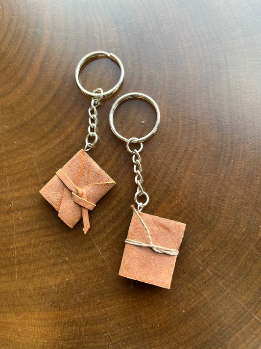 Leather journal key chain